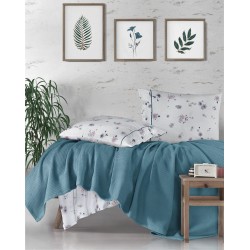 Pamuk Butik Pike Tek Kişilik 160x240cm Metali V-4 KoyuMavi