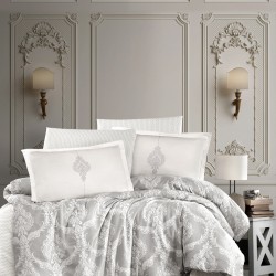 Pamuk Saten Nevresim Takımı Çift Kişilik Kaldera V1 Gri