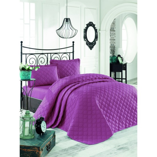 Ranforce Yatak Örtüsü Tek Kişilik Düz Renk Rabel V7 Gülkurusu