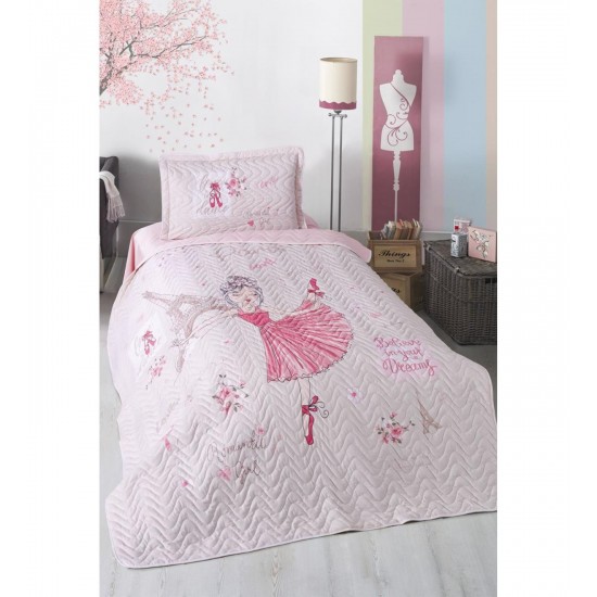 Ranforce Yatak Örtüsü Tek Kişilik Romantic Girl Pembe