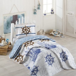 Valetta Home Ranforce Tek Kişilik Yatak Örtüsü Takimi Marine