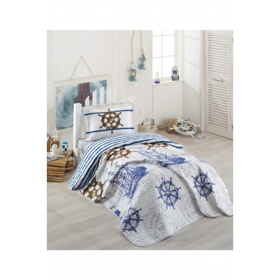 Valetta Home Ranforce Tek Kişilik Yatak Örtüsü Takimi Marine