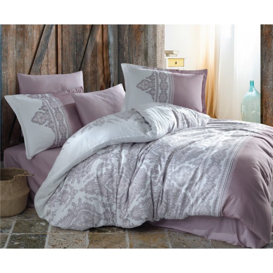 Saten nevresim takımı çift kişilik nita v1 pembe